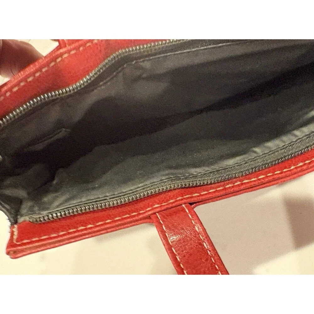 Kenneth Cole Reaction Black Canvas Red Leather Mini Tote Shoulder Bag Zip Top